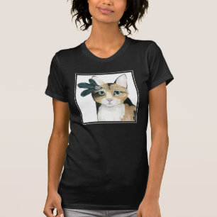 Downton Katze   Bejeweled mit Federn T-Shirt