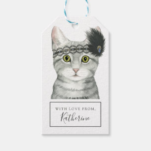 Downton Katze   Bejeweled mit Spitze Geschenkanhänger