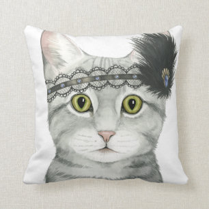 Downton Katze   Bejeweled mit Spitze Kissen
