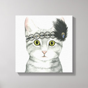 Downton Katze   Bejeweled mit Spitze Leinwanddruck