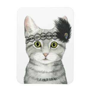 Downton Katze   Bejeweled mit Spitze Magnet