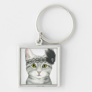 Downton Katze   Bejeweled mit Spitze Schlüsselanhänger