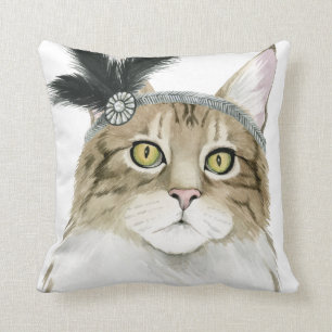 Downton Katze   geschmückt mit Federn Kissen