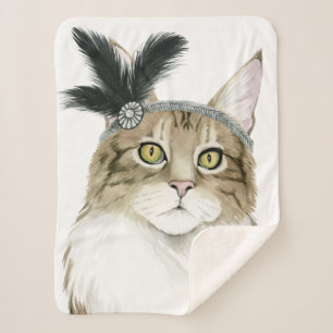 Downton Katze geschmückt mit Federn Sherpadecke