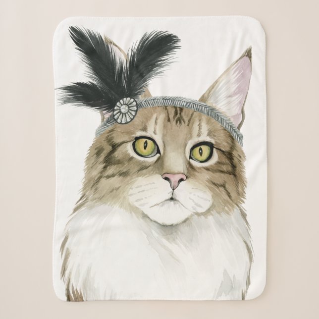 Downton Katze | geschmückt mit Federn Sherpadecke (Vorderseite)