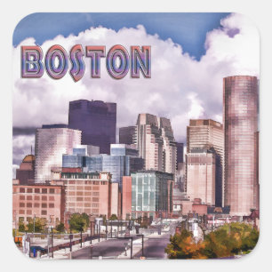 Downtown Boston Dynamic Lighting TEXT Boston Quadratischer Aufkleber