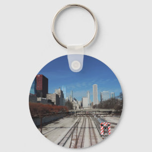Downtown Chicago mit Zugtrassen Schlüsselanhänger