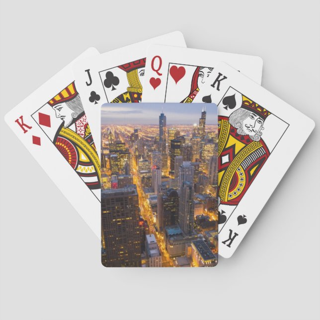 Downtown Chicago Skyline bei Dämmerung Spielkarten (Rückseite)