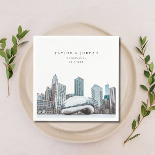 Downtown Chicago Wedding Paper Cocktail Napkin Serviette