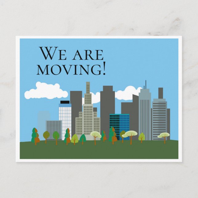 Downtown City Skyline Change Address Postcard Ankündigungspostkarte (Vorderseite)