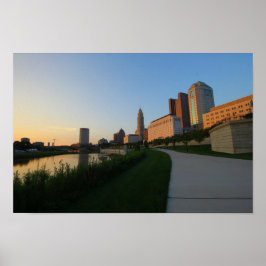 Downtown Columbus, Ohio at Sunset Poster