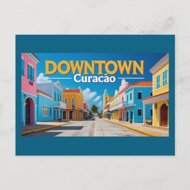 Downtown Curacao Feiertagspostkarte (Vorderseite)