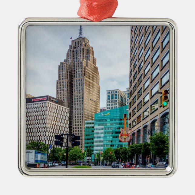 Downtown Detroit Ornament Aus Metall (Vorne)
