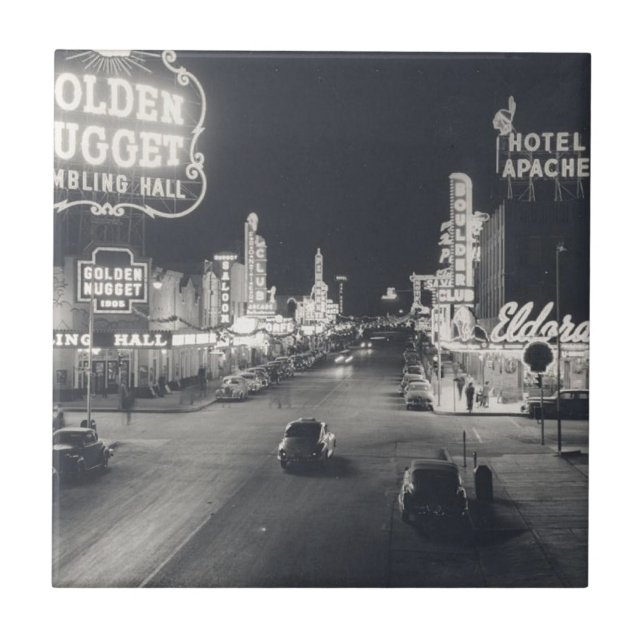 Downtown Las Vegas Retro Fliese (Vorderseite)