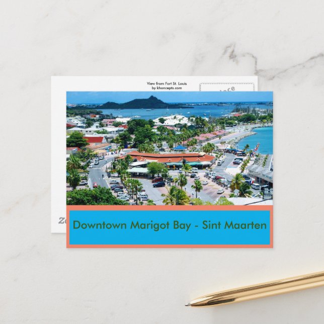 Downtown Marigot Bay Sint Maarten Foto Postkarte (Vorderseite/Rückseite Beispiel)