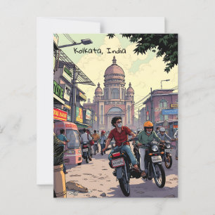 Downtown Motor Bikes in Kalkutta, Indien Postkarte