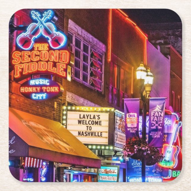 Downtown Nashville Tennessee Rechteckiger Pappuntersetzer (Vorderseite)