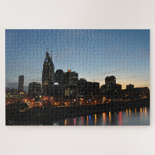 Downtown Nashville, TN Over Looking River - Puzzle (Horizontal)