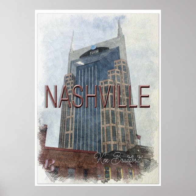 Downtown Nashville Vintage Poster (Vorne)