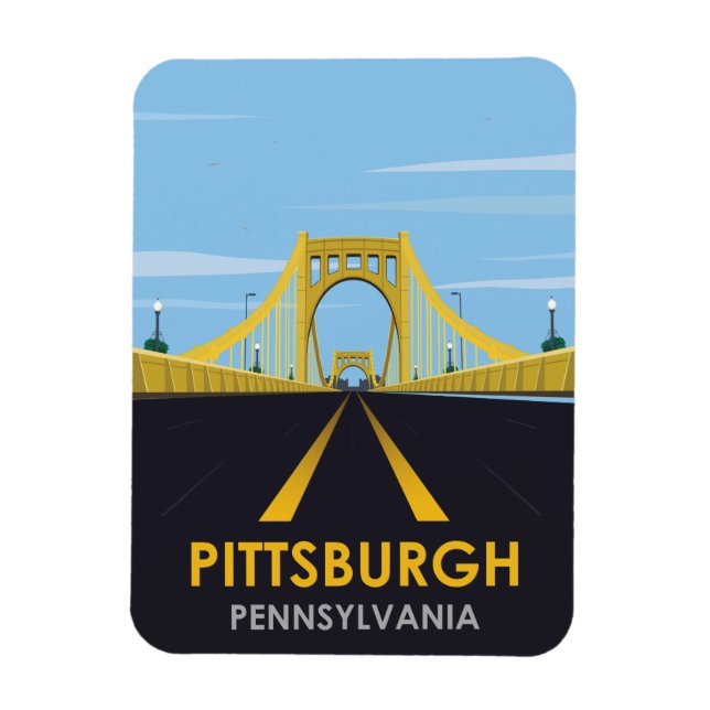 Downtown Pittsburgh, PA Bridge Vintage Travel Magnet (Vertikal)