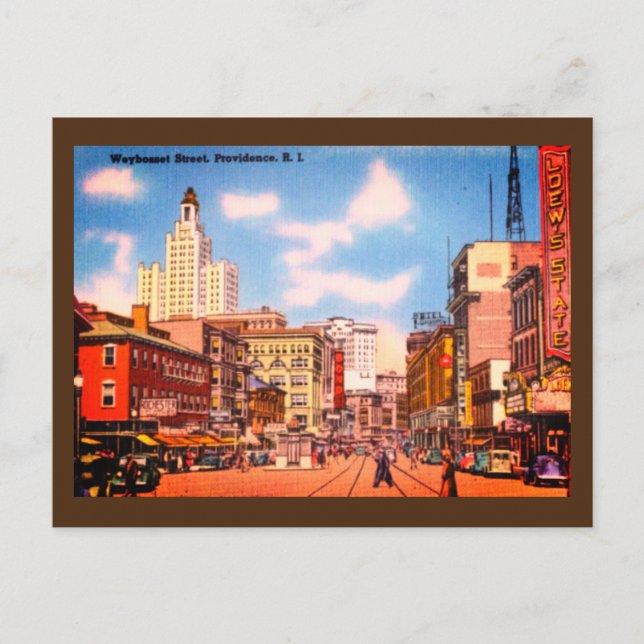 Downtown Providence, RI Vintages Foto Postkarte (Vorderseite)