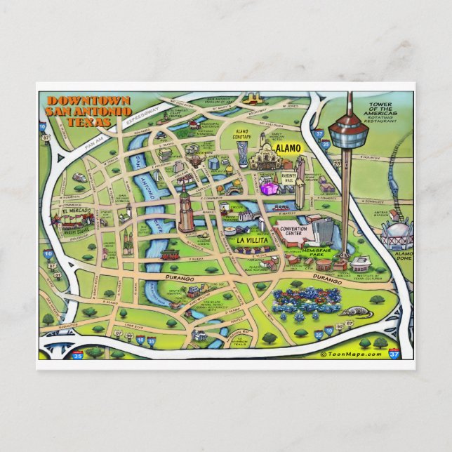 Downtown San Antonio Texas Postkarte (Vorderseite)