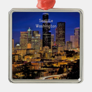 Downtown Seattle, cityscape photograph, Ornament Aus Metall