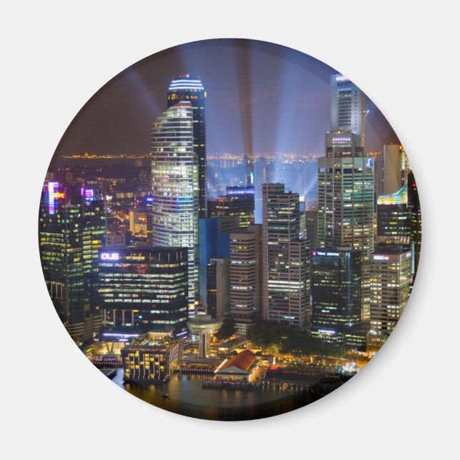 Downtown Singapur Stadt am Abend Magnet (Vorne)