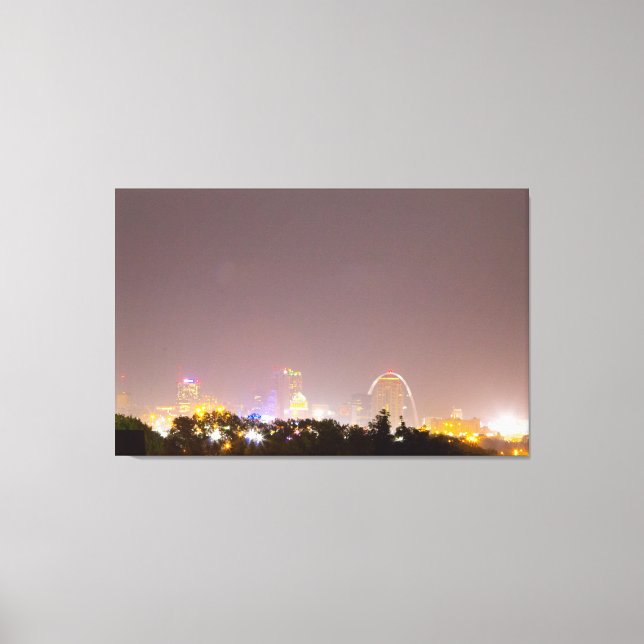 Downtown St. Louis, Missouri at Night Leinwanddruck (Vorderseite)