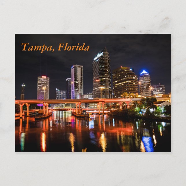 Downtown Tampa, Florida by Night Postkarte (Vorderseite)