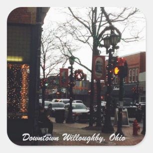 Downtown Willoughby Weihnachts-Foto-Sticker Quadratischer Aufkleber