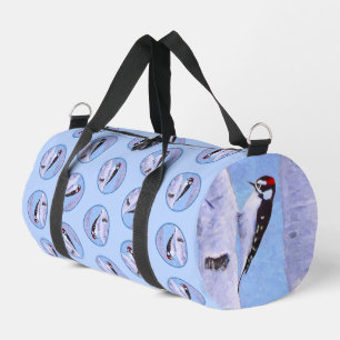 Downy Woodpecker Aspen Painting Original Bird Art Duffle Bag