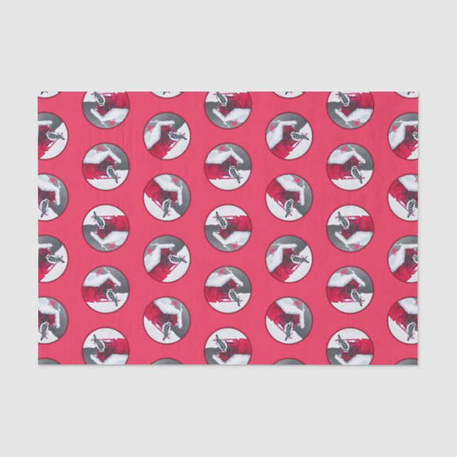 Downy Woodpecker auf Red Feeder Original Bird Art Seidenpapier (Vorderseite)