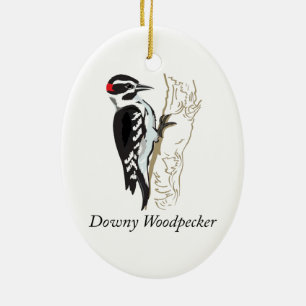 Downy Woodpecker Illustration Keramikornament