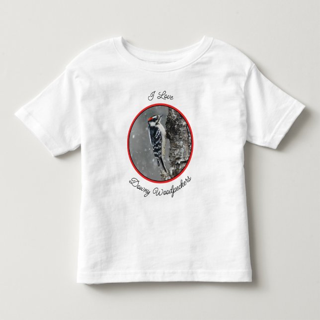 Downy Woodpecker in Snow - Original Foto Kleinkind T-shirt (Vorderseite)