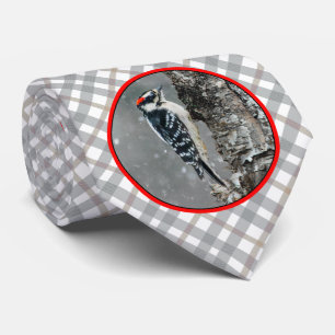 Downy Woodpecker in Snow - Original Foto Krawatte