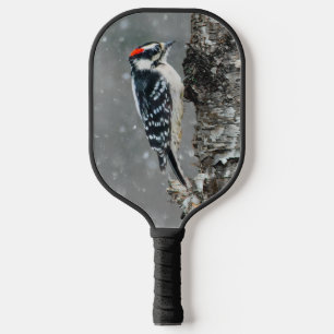 Downy Woodpecker in Snow - Original Foto Pickleball Schläger