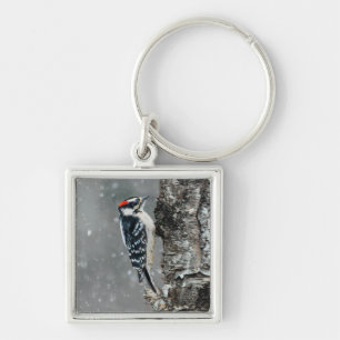 Downy Woodpecker in Snow - Original Foto Schlüsselanhänger