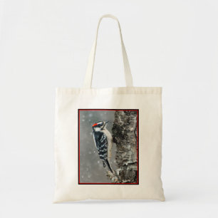 Downy Woodpecker in Snow - Original Foto Tragetasche
