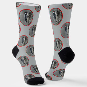 Downy Woodpecker in Winter Original Fotografie Socken
