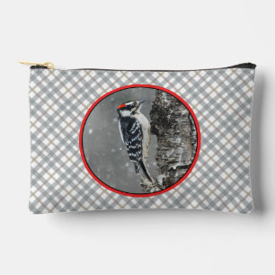 Downy Woodpecker in Winter Original Fotografie Zubehörtasche