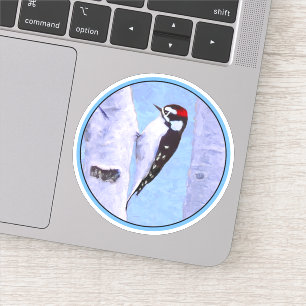 Downy Woodpecker Painting - Original Bird Art Aufkleber