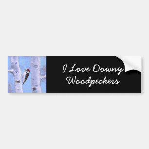 Downy Woodpecker Painting - Original Bird Art Autoaufkleber