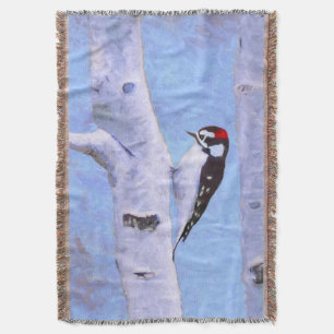 Downy Woodpecker Painting - Original Bird Art Decke