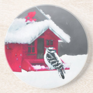 Downy Woodpecker Painting - Original Bird Art Getränkeuntersetzer