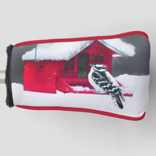 Downy Woodpecker Painting - Original Bird Art Golf Headcover