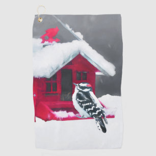 Downy Woodpecker Painting - Original Bird Art Golfhandtuch