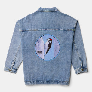 Downy Woodpecker Painting - Original Bird Art Jeansjacke