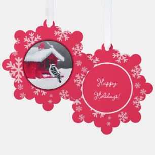 Downy Woodpecker Painting - Original Bird Art Ornament Karte