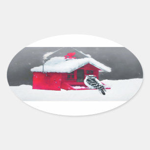 Downy Woodpecker Painting - Original Bird Art Ovaler Aufkleber